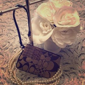 Brown & Black Coach Wristlet